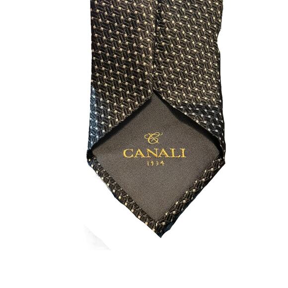 Canali Black Jacquard Textured 100% Silk Men’s Tie New - Picture 3 of 5